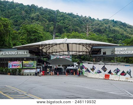 Penang, Malaysia - April 25, 2017: The Entrance Gate Of Penang Hill, A Hill Resort Comprising A Grou