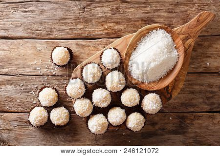 Delicious Coconut Kisses (beijinhos De Coco Or Branquinhos)  - Festive Brazilian Sweets Close-up. Ho
