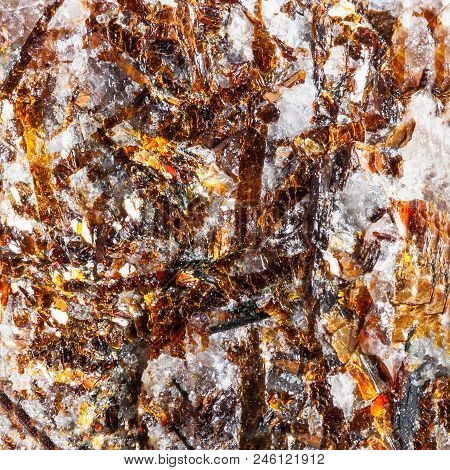 Macro Shooting Of Natural Texture Of Astrophyllite Stone From Kola Peninsula