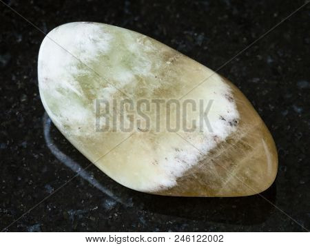 Macro Shooting Of Natural Rock Specimen - Polished Prasiolite (green Quartz , Vermarine) Gemstone On