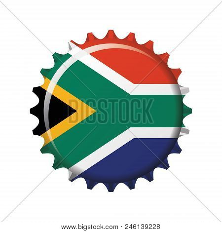 National Flag Of South Africa On A Bottle Cap. Vector Illustration