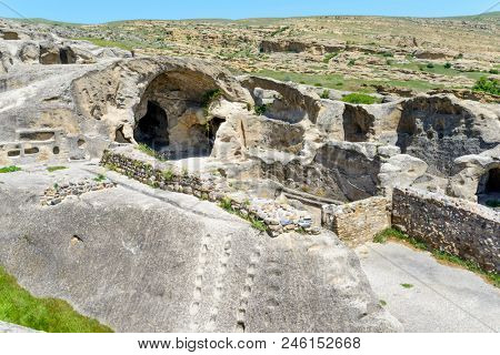 View of the ancient rock city of Uplistsikhe (Upliscyche), Georgia