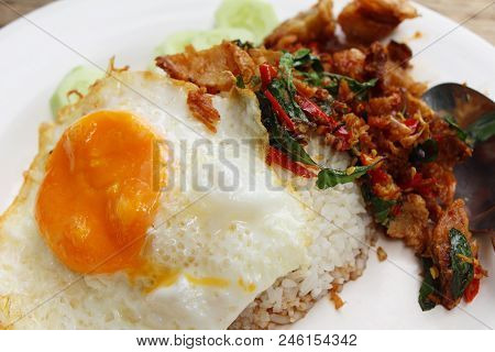 Fried Rice Basil With Crispy Pork Delicious