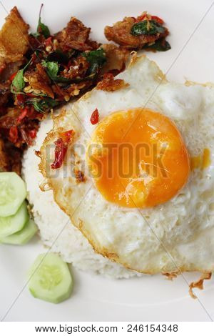 Fried Rice Basil With Crispy Pork Delicious