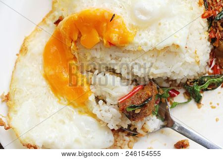 Fried Rice Basil With Crispy Pork Delicious