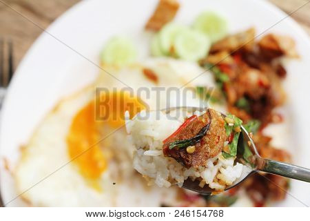 Fried Rice Basil With Crispy Pork Delicious