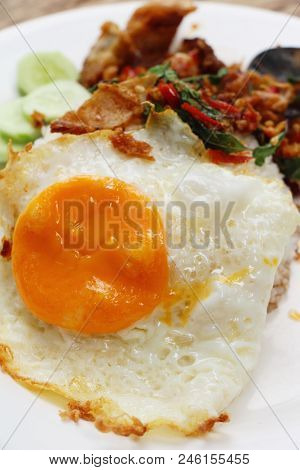 Fried Rice Basil With Crispy Pork Delicious