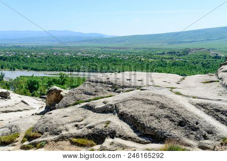 View of the ancient rock city of Uplistsikhe (Upliscyche), Georgia