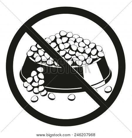 Pet Overfeeding Danger Silhouette Sign. Domestic Animals Health Alarm. Pet Owners Warning For Icon, 