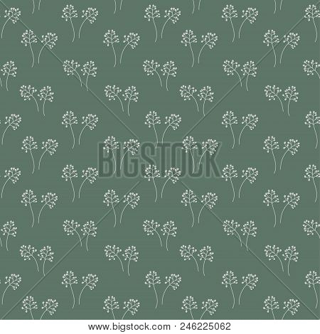 Vector Seamless Pattern Green. Eco Style. Flower Background