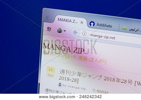 Ryazan, Russia - June 17, 2018: Homepage Of Manga-zip Website On The Display Of Pc, Url - Manga-zip.