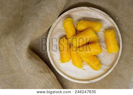 Foi Thong Or Golden Threads, Thai Dessert Made From Egg Yolks And Sugar