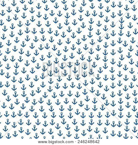 Seamless Nautical Summer Pattern With Anchors. Can Be Used For Wallpaper, Web Page Background, Surfa
