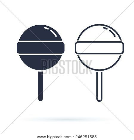 Vector Candy, Food Candy Illustration Isolated Sweet Snack, Eat Dessert. Delicious Lollipop Outline 