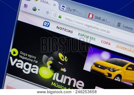 Ryazan, Russia - June 17, 2018: Homepage Of Vagalume Website On The Display Of Pc, Url - Vagalume.co