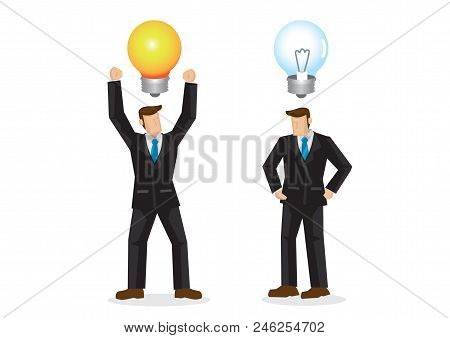 Two Businessmen With One With A Creative Idea. The Other Businessman Is Furious For Not Having Any I