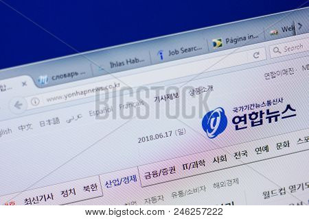 Ryazan, Russia - June 17, 2018: Homepage Of Yonhapnews Website On The Display Of Pc, Url - Yonhapnew