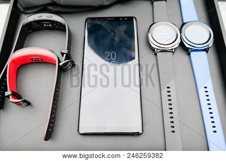 Bangkok, Thailand - October 25, 2017: Samsung Galaxy Studio Is Showing Samsung Galaxy Note 8, The La