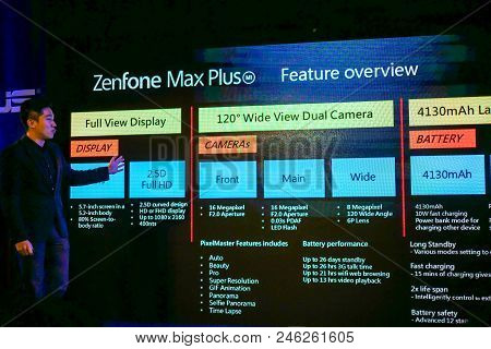Bangkok, Thailand - January 11, 2018: Asus Zenfone Max Plus, The Latest Android Smartphone For Mediu