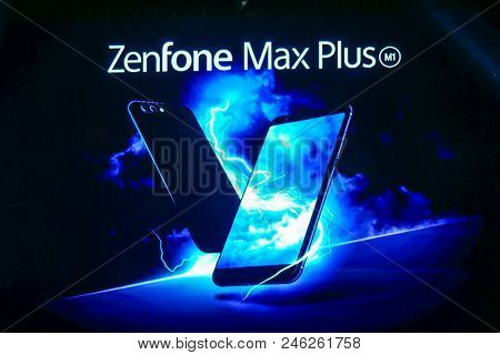 Bangkok, Thailand - January 11, 2018: Asus Zenfone Max Plus, The Latest Android Smartphone For Mediu