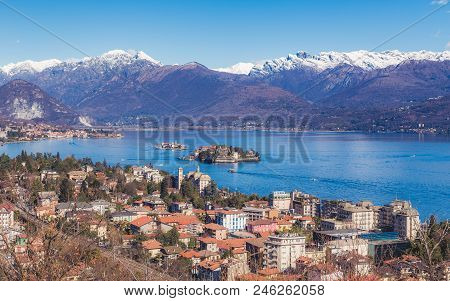The Panoramic View Of City Stresa And Lago Magorre In Sanny Weather
