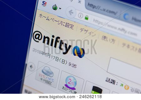 Ryazan, Russia - June 17, 2018: Homepage Of Nifty Website On The Display Of Pc, Url - Nifty.com