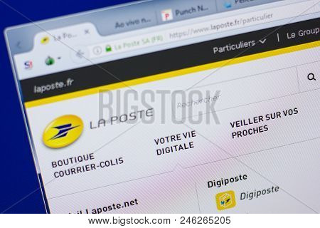 Ryazan, Russia - June 17, 2018: Homepage Of Laposte Website On The Display Of Pc, Url - Laposte.fr
