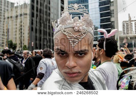 Person In Gay Pride Parade Sao Paulo 2018