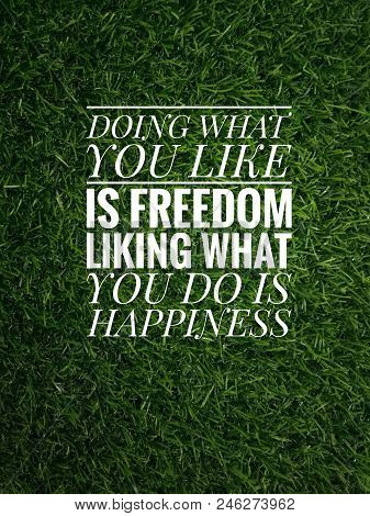 Inspirational Quote- Doing What You Like Is Freedon Liking What You Do Is Happiness