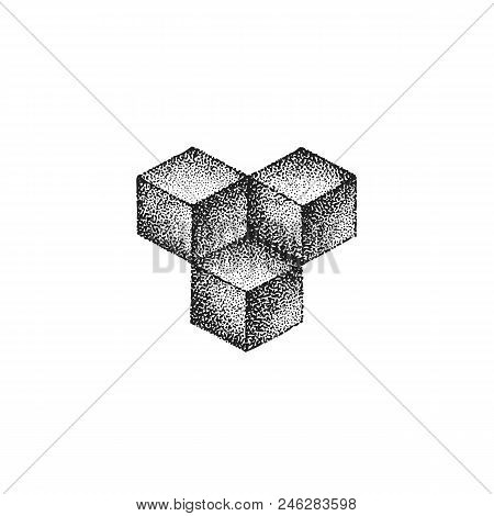 Hand Drawn Dotart Blackwork Illustration.