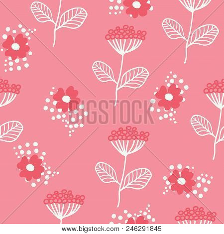 Seamless Pattern In Scandinavian Style. Florar Pattern For Print On Wallpaper, Gift Paper, Textile, 