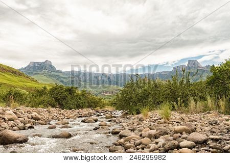 The Tugela River, With The Amphitheatre In The Kwazulu-natal Drakensberg, In The Back