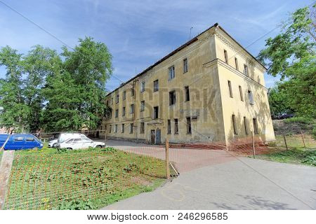 Nizhny Novgorod, Russia. - May 24.2018. Residential Brick Three-storey House On Kerch Street 5. Phot