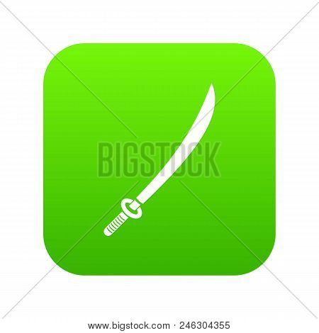Katana Icon Digital Green For Any Design Isolated On White Vector Illustration