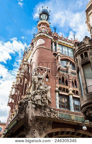 Barcelona - March, 2018: Facade Of The Palace Of Catalan Music In Barcelona