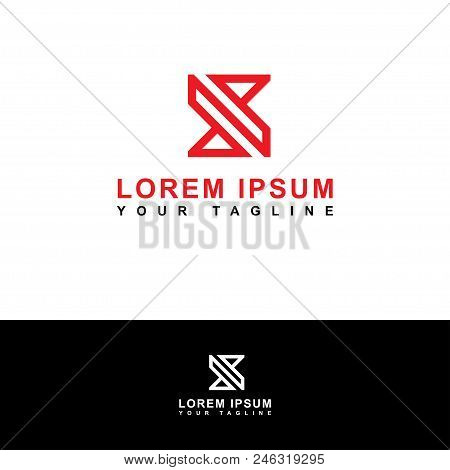 Red Abstract Logo, Line Art Red Color