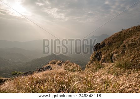 Beautiful View From The Top Of View Point At Phu Chi Fa In Chiang Rai, Thailand.