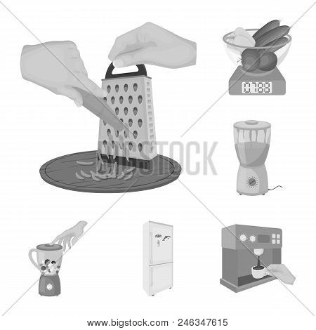 Cooking Food Monochrome Icons In Set Collection For Design. Kitchen, Equipment And Tools Vector Symb
