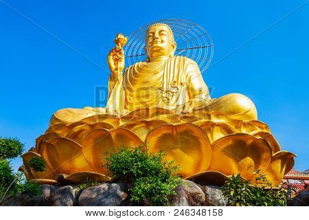 The Golden Buddha Statue Or Thien Vien Van Hanh In Dalat City In Vietnam