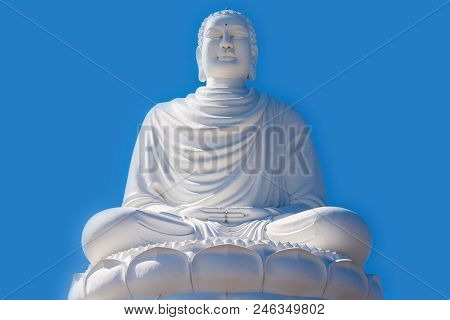 Big Buddha Statue At The Long Son Pagoda Or Chua Long Son, A Buddhist Temple In The City Of Nha Tran
