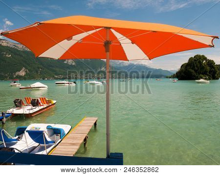 Parasol And View On Lake Annecy, France