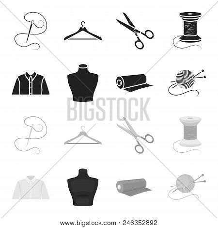 A Man Shirt, A Mannequin, A Roll Of Fabric, A Ball Of Threads And Knitting Needles.atelier Set Colle