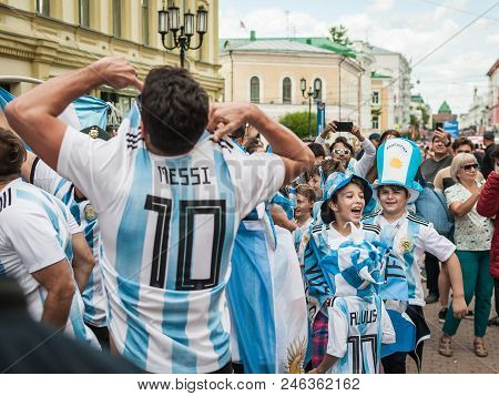 Nizhny Novgorod, Russia - June 21, 2018: Football Fans Came To Nizhny Novgorod For The World Cup. Fa