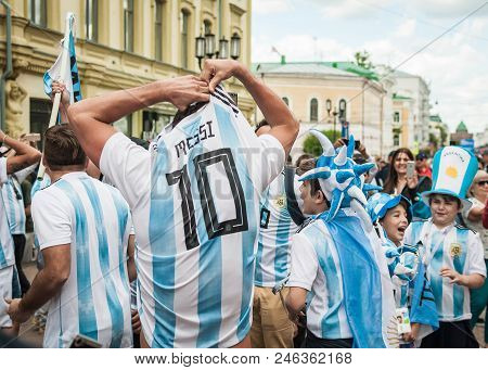Nizhny Novgorod, Russia - June 21, 2018: Football Fans Came To Nizhny Novgorod For The World Cup. Fa