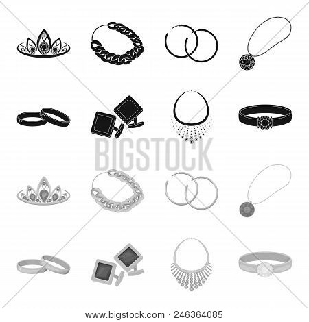 Wedding Rings, Cuff Links, Diamond Necklace, Women Ring With A Stone. Jewelery And Accessories Set C