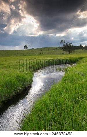 Stormy Landscape Of The Zlatibor Mountain And Crni Rzav Stream In Serbia