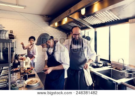 Chef coooking in restaurant kitchen