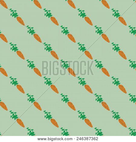 Vector Seamless Pattern With Orange Carrots.print For Design .carrot Pattern.