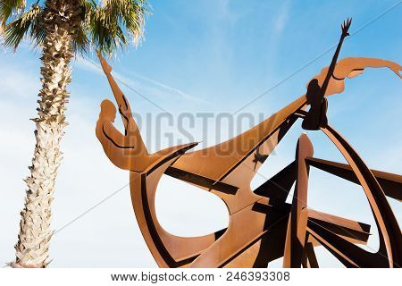 Barcelona, Catalonia, Spain - June 2, 2018: Artwork At The Beach Of Barceloneta Sculpture Tribute To