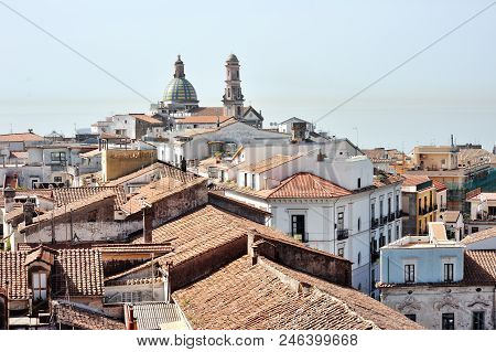 Panoramic View Of Vietri Sul Mare, The First Town On The Amalfi Coast, With The Gulf Of Salerno, Pro
